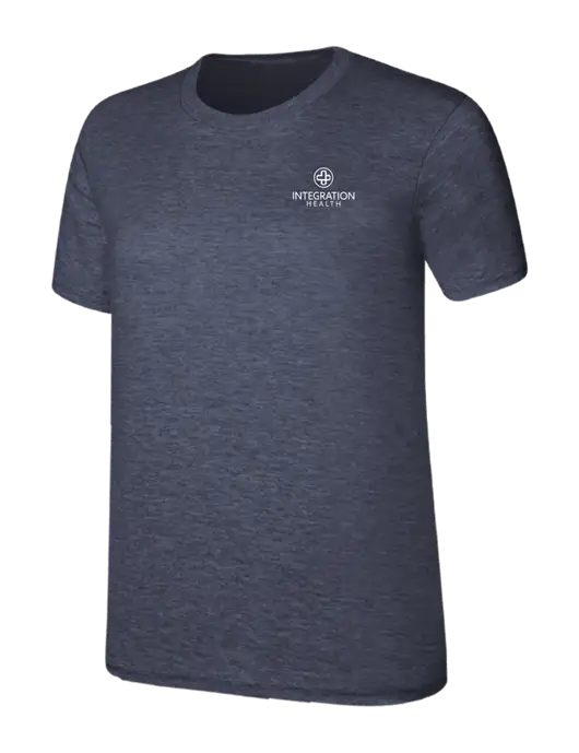 Womens Ring Spun Heather Navy 4.5 oz T-Shirt w/Integration Health Logo