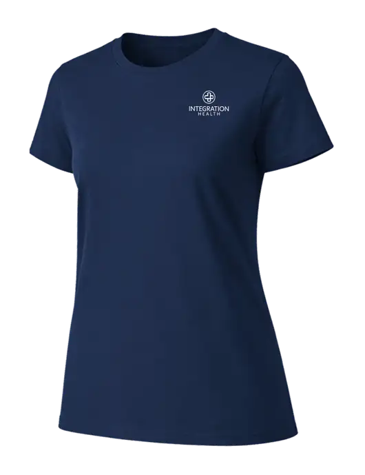 Womens Ring Spun Navy 4.5 oz T-Shirt w/Integration Health Logo