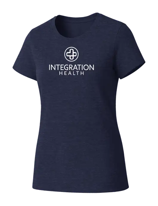 Womens Seriously Soft Heathered Navy T-Shirt w/Integration Health Logo