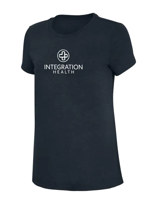 Womens Simply Soft Navy 4.5oz Poly/Combed Ring Spun Cotton T-Shirt w/Integration Health Logo