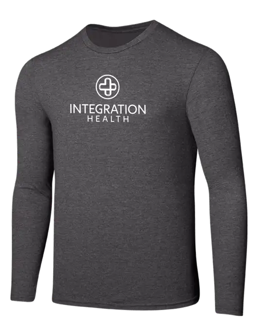 Seriously Soft Heathered Charcoal Long Sleeve T-Shirt w/Integration Health Logo