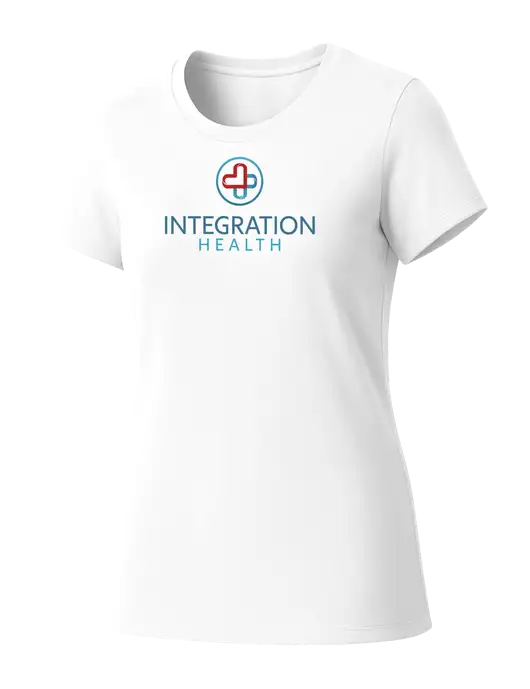 Womens Seriously Soft White T-Shirt w/Integration Health Logo