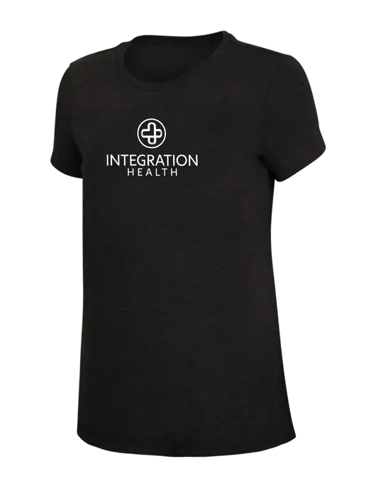 Womens Simply Soft Black 4.5oz Poly/Combed Ring Spun Cotton T-Shirt w/Integration Health Logo