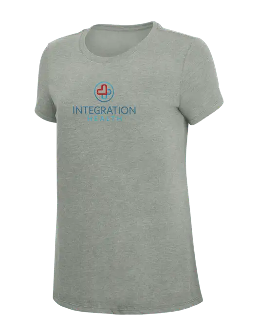 Womens Simply Soft Grey Frost 4.5oz  Poly/Combed Ring Spun Cotton T-Shirt w/Integration Health Logo
