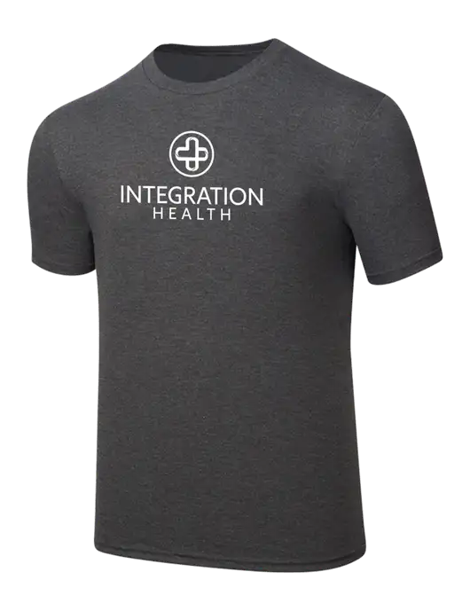 Simply Soft Heathered Charcoal 4.5oz  Poly/Combed Ring Spun Cotton T-Shirt w/Integration Health Logo
