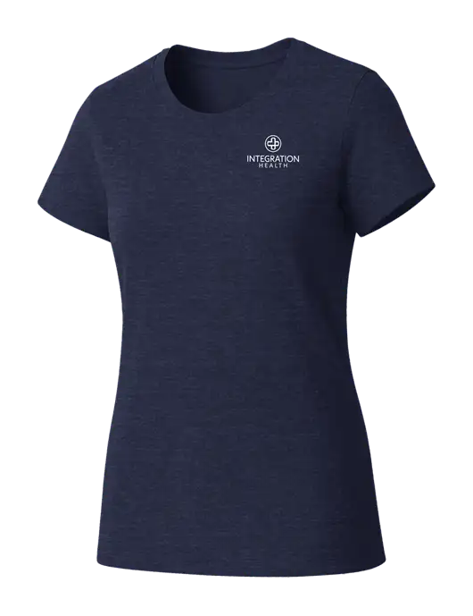 Womens Seriously Soft Heathered Navy T-Shirt w/Integration Health Logo