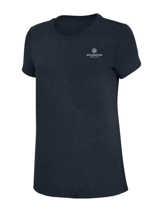 Womens Simply Soft Navy 4.5oz Poly/Combed Ring Spun Cotton T-Shirt w/Integration Health Logo