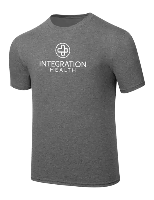 Simply Soft Heathered Medium Grey 4.5oz  Poly/Combed Ring Spun Cotton T-Shirt w/Integration Health Logo