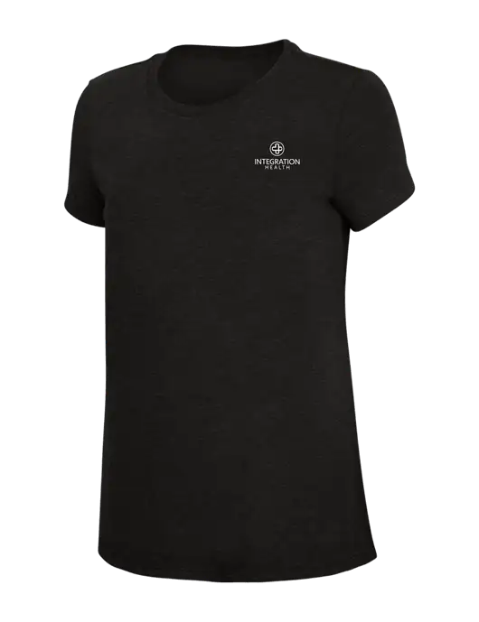 Womens Simply Soft Black 4.5oz Poly/Combed Ring Spun Cotton T-Shirt w/Integration Health Logo