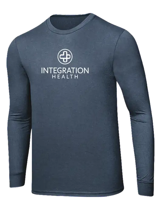 Simply Soft Long Sleeve Navy Frost 4.5 oz, Poly/Combed Ring Spun Cotton T-Shirt w/Integration Health Logo