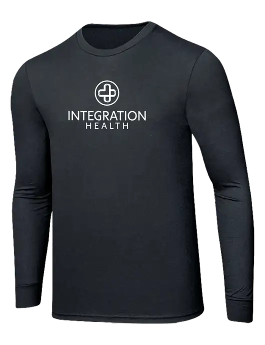 Simply Soft Long Sleeve Black Frost 4.5 oz, Poly/Combed Ring Spun Cotton T-Shirt w/Integration Health Logo