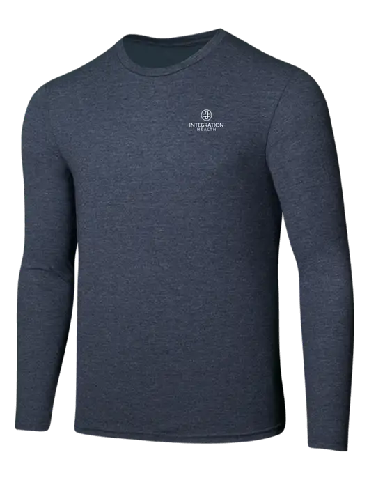 Seriously Soft Heathered Navy Long Sleeve T-Shirt w/Integration Health Logo