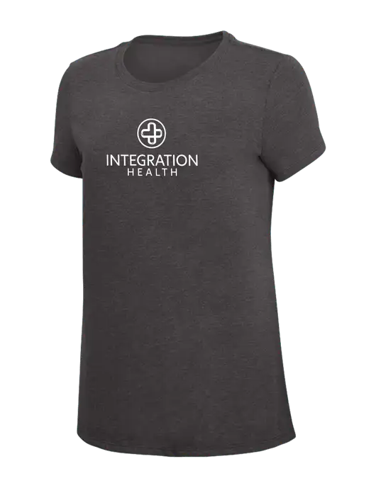Womens Simply Soft Heather Charcoal 4.5oz  Poly/Combed Ring Spun Cotton T-Shirt w/Integration Health Logo
