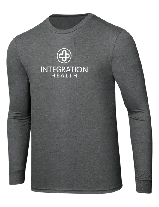 Simply Soft Long Sleeve Medium Grey Frost 4.5 oz, Poly/Combed Ring Spun Cotton T-Shirt w/Integration Health Logo