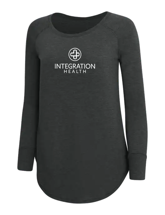 Womens Perfect Wide Collar Tunic Tri-Blend Black Frost 4.5 oz T-Shirt w/Integration Health Logo
