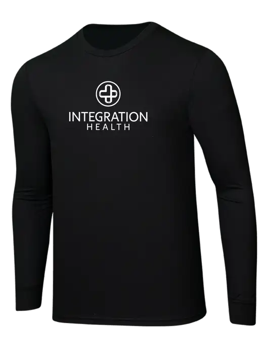 Simply Soft Long Sleeve Black 4.5 oz, Poly/Combed Ring Spun Cotton T-Shirt w/Integration Health Logo