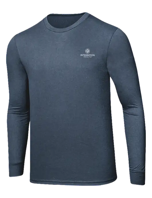 Simply Soft Long Sleeve Navy Frost 4.5 oz, Poly/Combed Ring Spun Cotton T-Shirt w/Integration Health Logo
