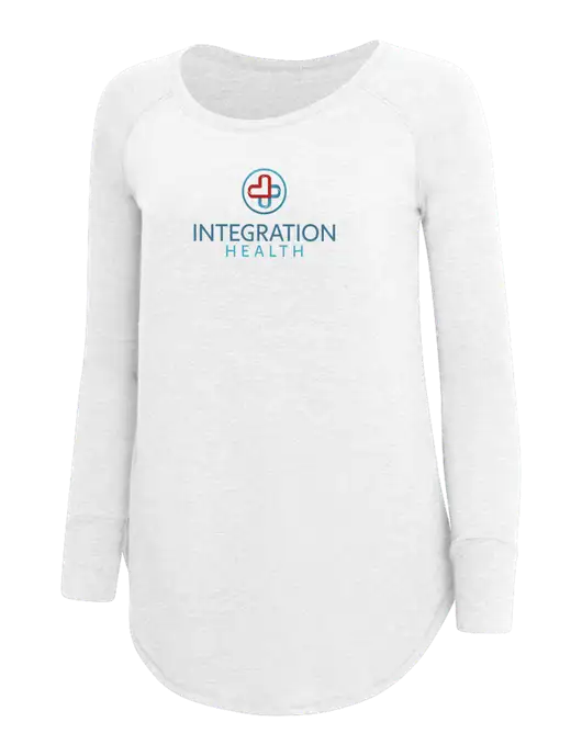 Womens Perfect Wide Collar Tunic Tri-Blend White 4.5 oz T-Shirt w/Integration Health Logo