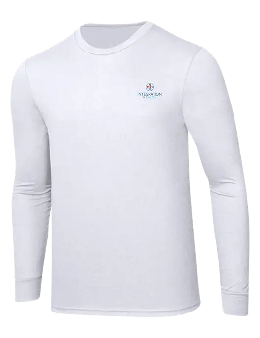 Simply Soft Long Sleeve White 4.5 oz, Poly/Combed Ring Spun Cotton T-Shirt w/Integration Health Logo