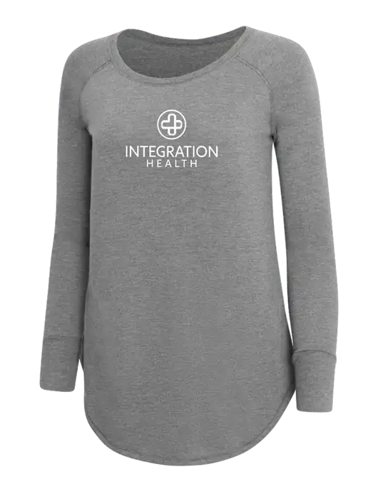 Womens Perfect Wide Collar Tunic Tri-Blend Grey Frost 4.5 oz T-Shirt w/Integration Health Logo
