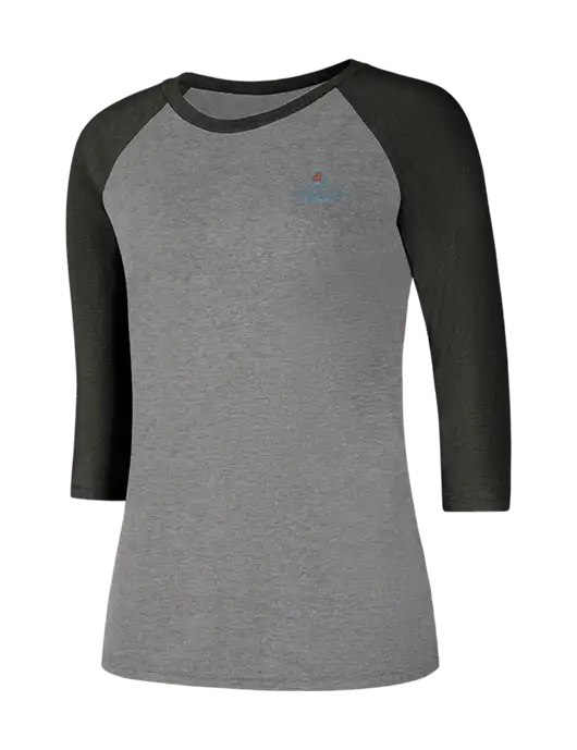 Womens Simply Soft 3/4 Sleeve Black Frost/Grey Frost Ring Spun Cotton T-Shirt w/Integration Health Logo