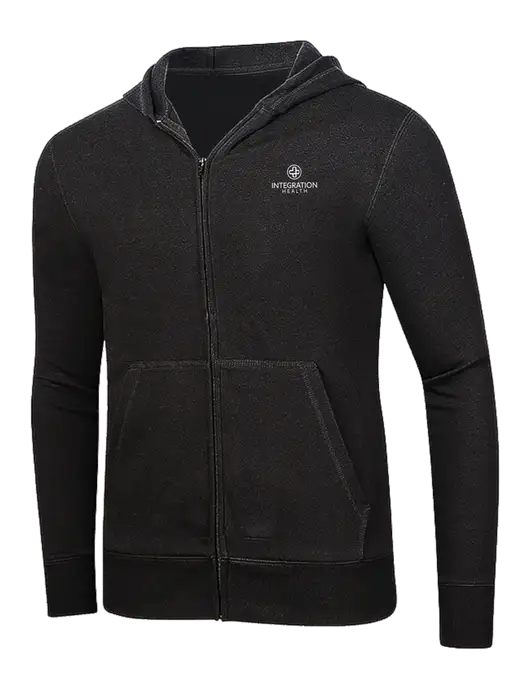 Full-Zip Black Heavyweight Hooded Sweatshirt w/Integration Health Logo