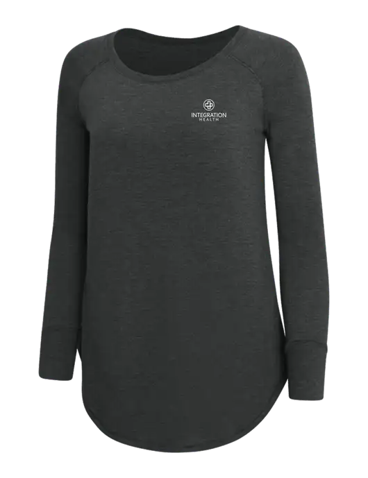 Womens Perfect Wide Collar Tunic Tri-Blend Black Frost 4.5 oz T-Shirt w/Integration Health Logo