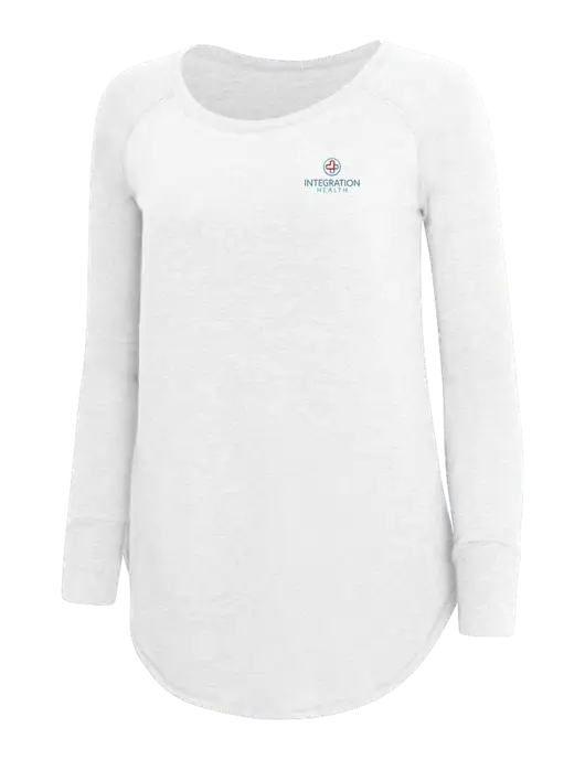 Womens Perfect Wide Collar Tunic Tri-Blend White 4.5 oz T-Shirt w/Integration Health Logo