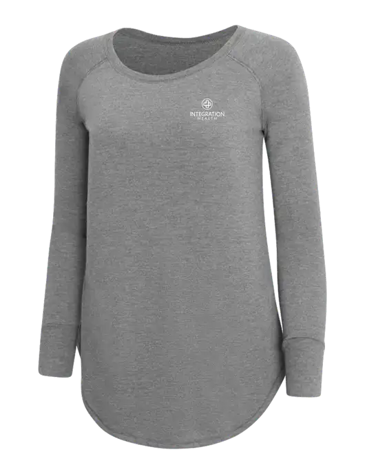 Womens Perfect Wide Collar Tunic Tri-Blend Grey Frost 4.5 oz T-Shirt w/Integration Health Logo