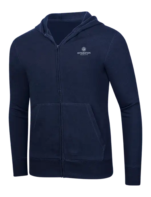 Full-Zip Navy Heavyweight Hooded Sweatshirt w/Integration Health Logo