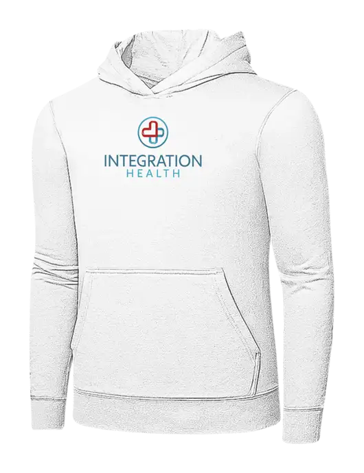 White 7.8 oz Ring Spun Hooded Sweatshirt w/Integration Health Logo