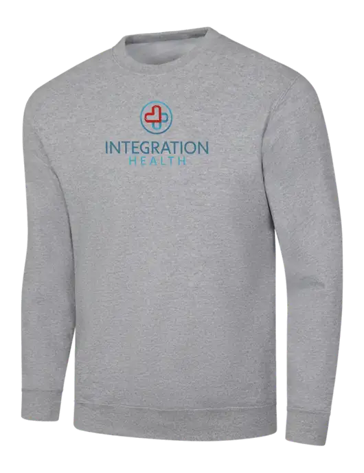 Light Grey Heather 7.8 oz Ring Spun Crew Sweatshirt w/Integration Health Logo