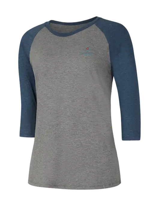 Womens Simply Soft 3/4 Sleeve Navy Frost/Grey Frost Ring Spun Cotton T-Shirt w/Integration Health Logo