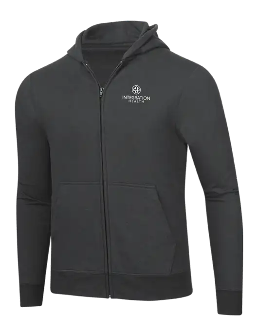 Charcoal 8.5 oz Ring Spun Zip Hooded Sweatshirt w/Integration Health Logo
