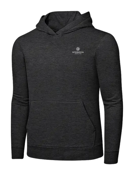 Dark Heather Grey 7.8 oz Ring Spun Hooded Sweatshirt w/Integration Health Logo