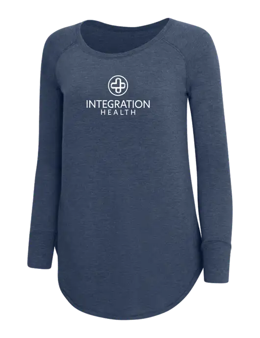Womens Perfect Wide Collar Tunic Tri-Blend Navy Frost 4.5 oz T-Shirt w/Integration Health Logo