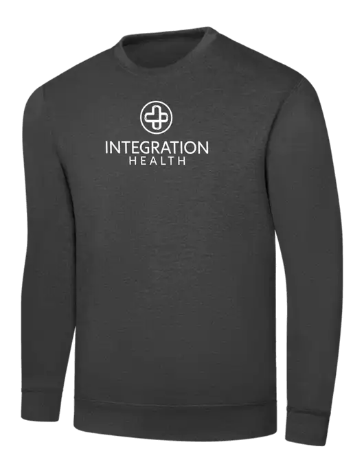 Dark Heather Grey 7.8 oz Ring Spun Crew Sweatshirt w/Integration Health Logo