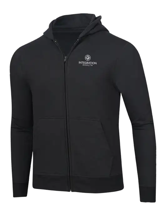 Jet Black 8.5 oz Ring Spun Zip Hooded Sweatshirt w/Integration Health Logo