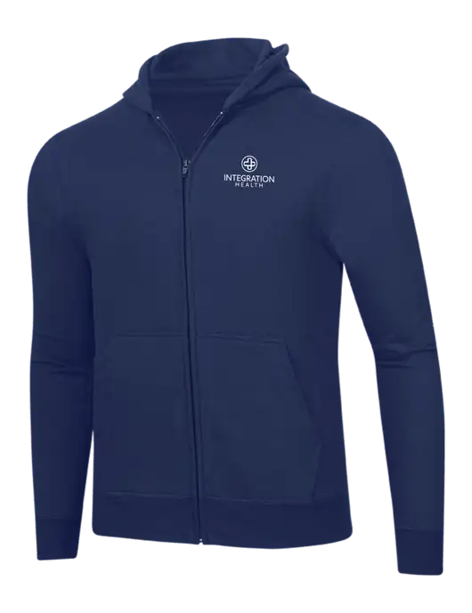 Navy 8.5 oz Ring Spun Zip Hooded Sweatshirt w/Integration Health Logo