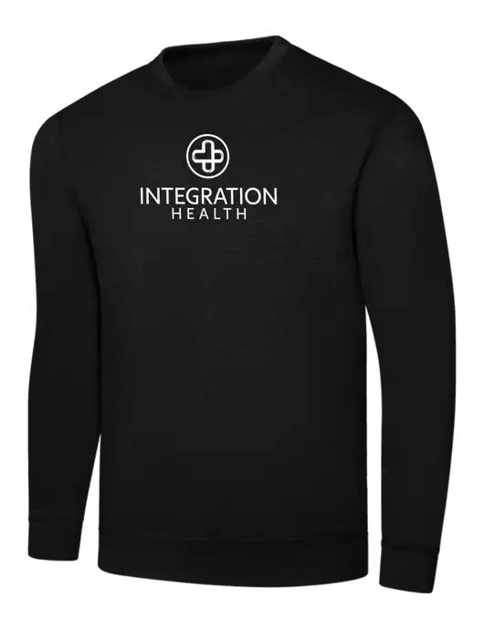 Black 7.8 oz Ring Spun Crew Sweatshirt w/Integration Health Logo