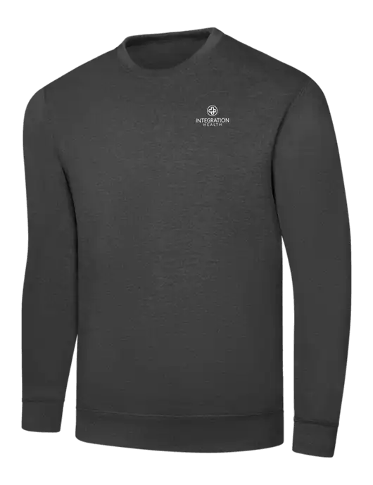 Dark Heather Grey 7.8 oz Ring Spun Crew Sweatshirt w/Integration Health Logo