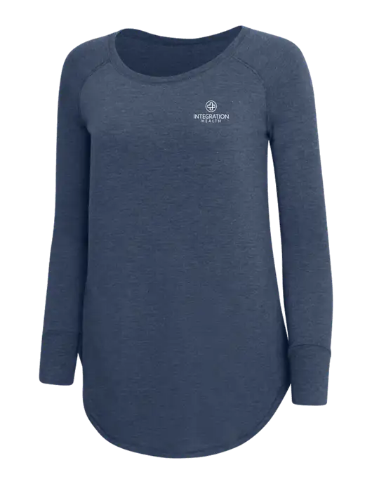Womens Perfect Wide Collar Tunic Tri-Blend Navy Frost 4.5 oz T-Shirt w/Integration Health Logo