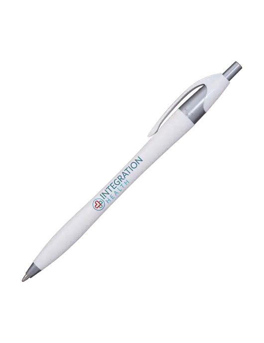 Novella White/Silver Shimmer Pen - Blue Ink w/Integration Health Logo