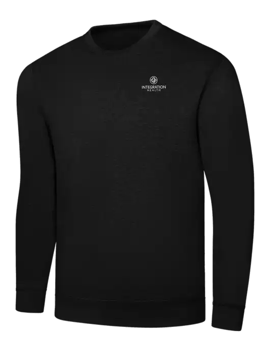 Black 7.8 oz Ring Spun Crew Sweatshirt w/Integration Health Logo