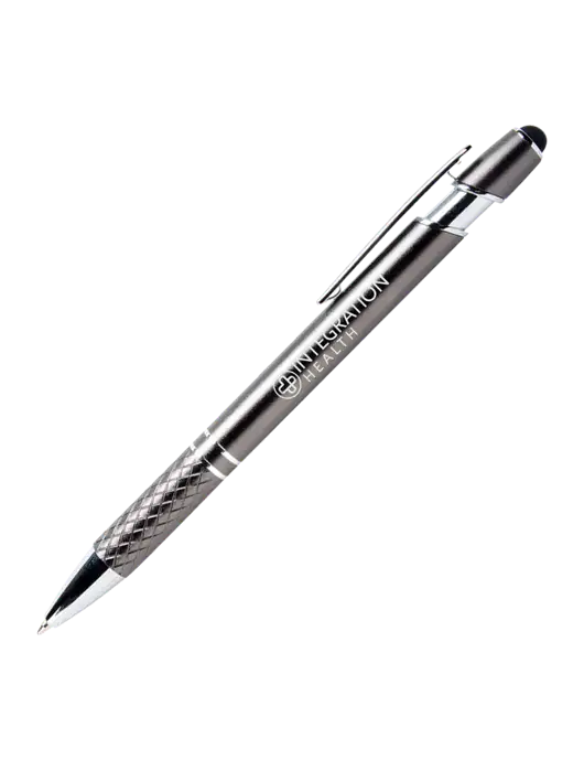 Valencia Gunmetal Stylus Pen - Black Ink w/Integration Health Logo