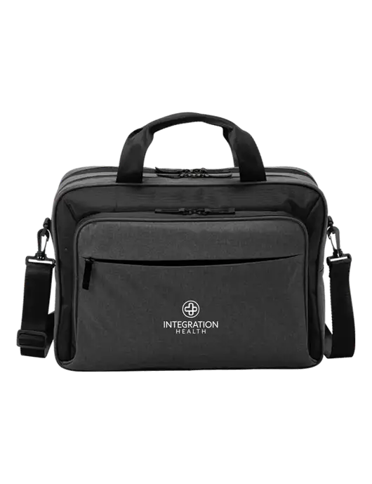 Travel Exec Graphite Heather/Black Laptop Briefcase w/Integration Health Logo