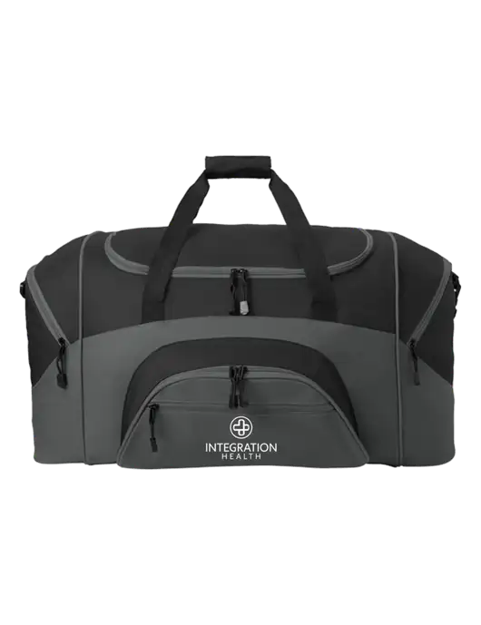 Standard Colorblock Black/Dark Grey Sport Duffel w/Integration Health Logo