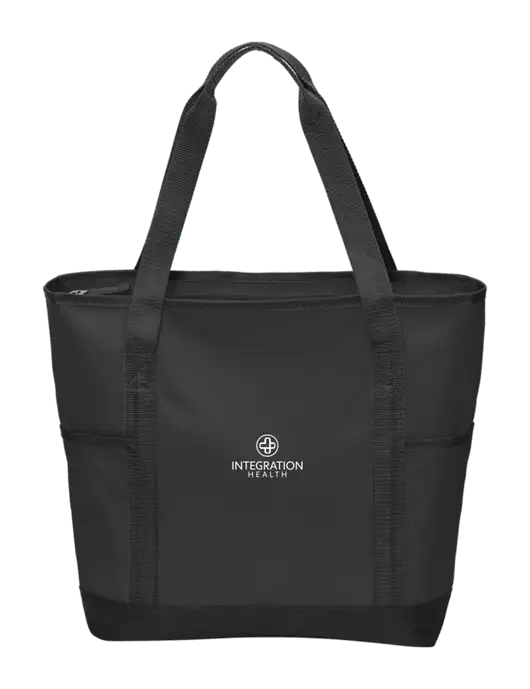 On the Go Black/Black Tote w/Integration Health Logo