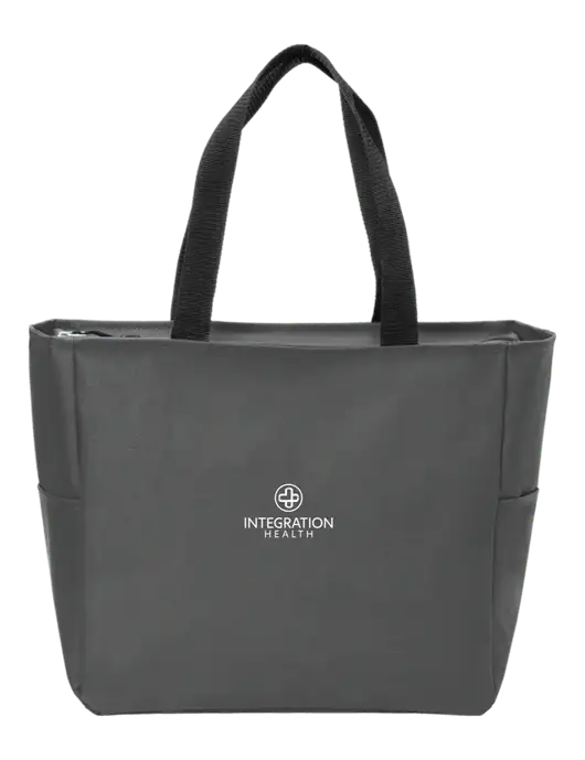 Everyday Charcoal Zip Tote Dark w/Integration Health Logo