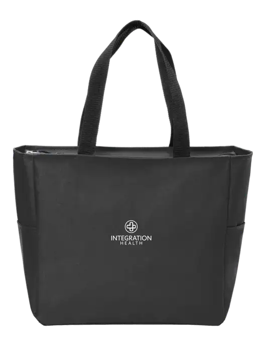 Everyday Black Zip Tote  w/Integration Health Logo